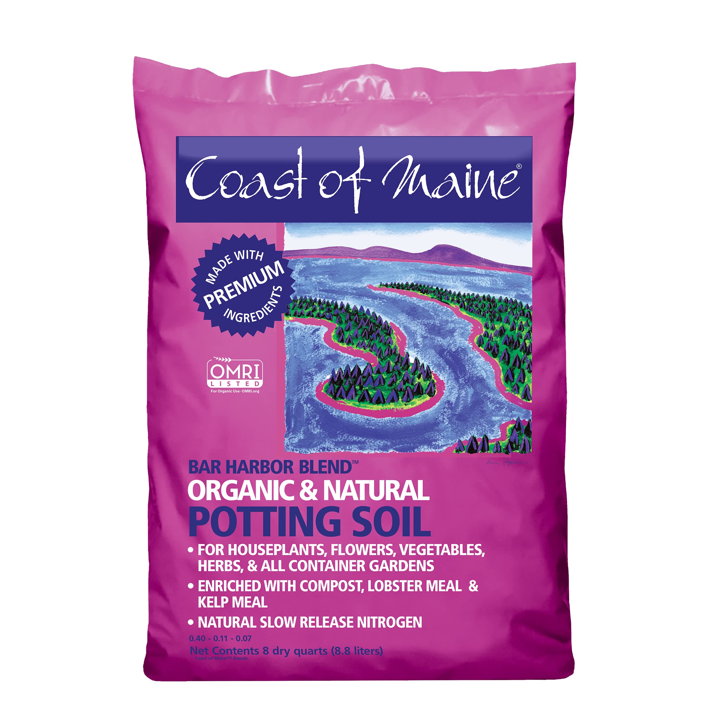 Coast Of Maine Bar Harbor Blend Organic And Natural Potting Soil For Houseplants, Flowers, Vegetables, Herbs And Container Garde