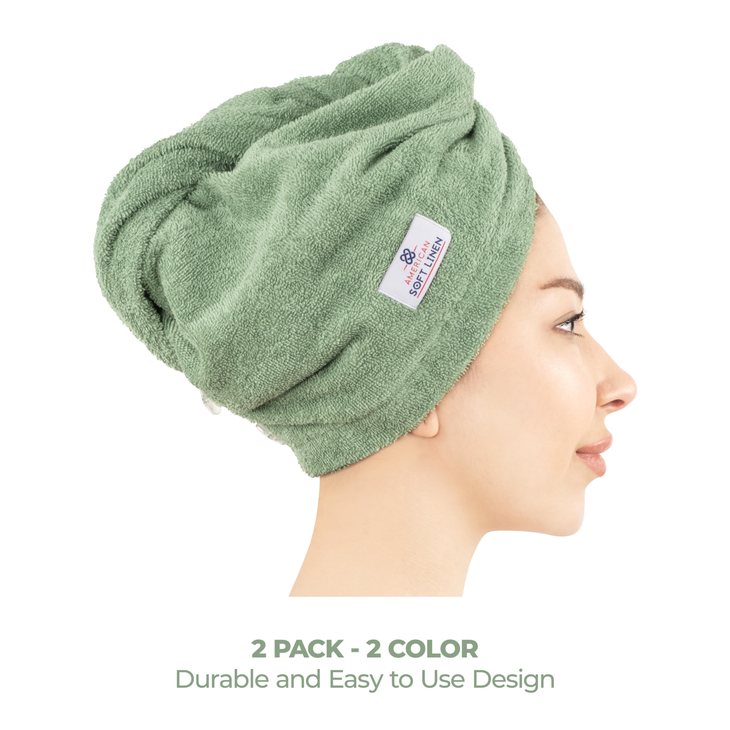 American Soft Linen 100% Cotton Hair Towels For Women, Head Towel Cap, Cotton Hair Turban Towel Wrap For Hair, Soft And Absorben