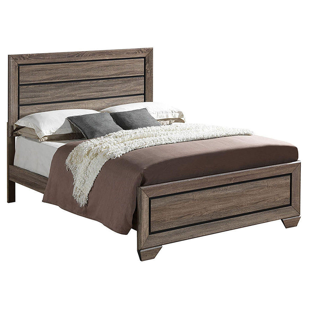 Coaster Home Furnishings Kauffman Transitional 4-Piece Bedroom Set Eastern King Size Panel Bed Frame 54-inch Headboard Washed Taupe 204191KE-S4