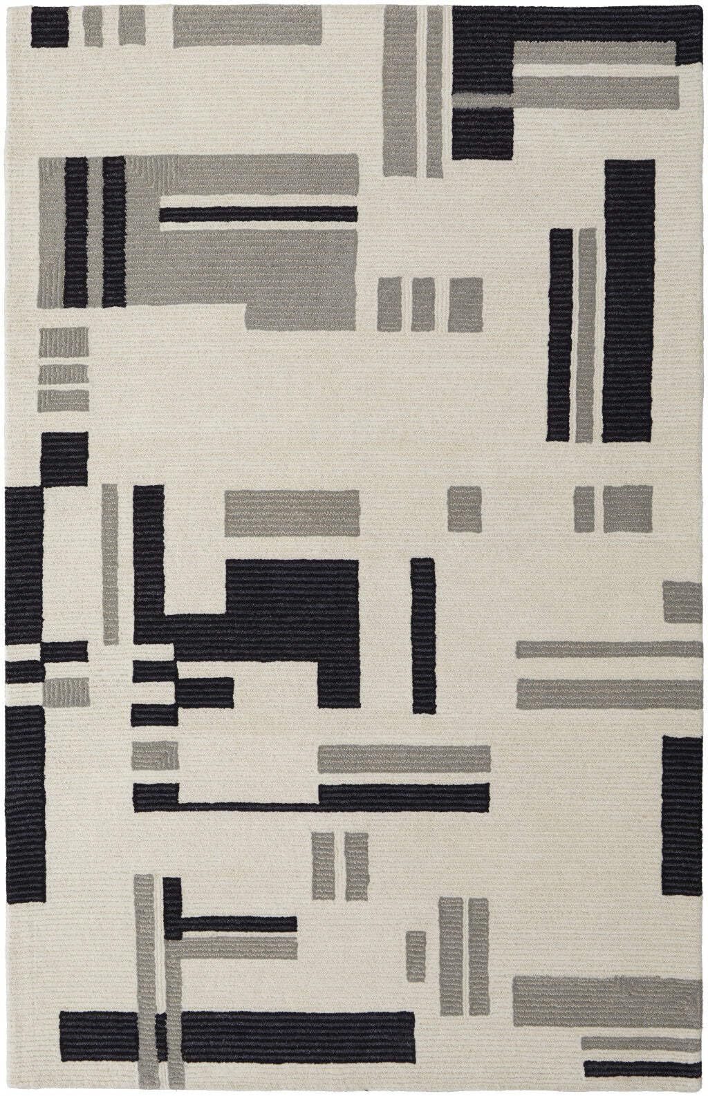 HomeRoots 514402 8 x 10 ft. Ivory & Taupe Wool Abstract Hand Tufted Handmade Rectangle Area Rug, Rectangular