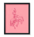 Poster Master Pink Rodeo Poster - Retro Cowboy on Bucking Horse Print - Cowboy Art - Western Art - Wild West Art - Gift for Him 