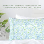 Elegant Comfort Ultra Soft Set Of 2 Floral Print Pillowcases - 1500 Premium Hotel Quality Microfiber, Soft And Smooth Envelope Closure 2-Piece Pillow Covers - King, Green Anita