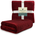 PAVILIA Soft Fleece Burgundy Dark Red Throw Blanket for Couch, Lightweight Plush Warm Blankets for Bed, Fuzzy Cozy Flannel Blank