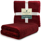 PAVILIA Soft Fleece Burgundy Dark Red Throw Blanket for Couch, Lightweight Plush Warm Blankets for Bed, Fuzzy Cozy Flannel Blank