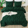 Andency Dark Emerald Green Comforter Set Full, 3 Pieces Pinch Pleat Chic Bed Comforters & Sets, All Season Soft Lightweight Micr