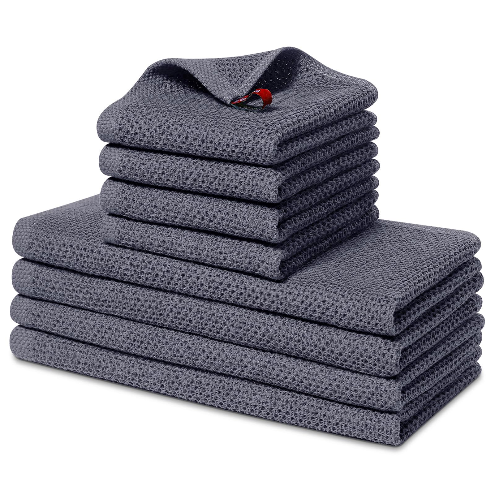 Homaxy 100% Cotton Kitchen Towels and Dishcloths Set, 12 x 12 Inches and 13 x 28 Inches, Set of 8 Bulk Kitchen Towels Set, Ultra