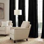 Ryb Home Black Velvet Curtains 96 Inch, Blackout Window Curtains With Pleat Tape On Top For Bedroom Thermal Insulated Privacy Drapes For Nursey, W52 X L96 Inch, 2 Panels