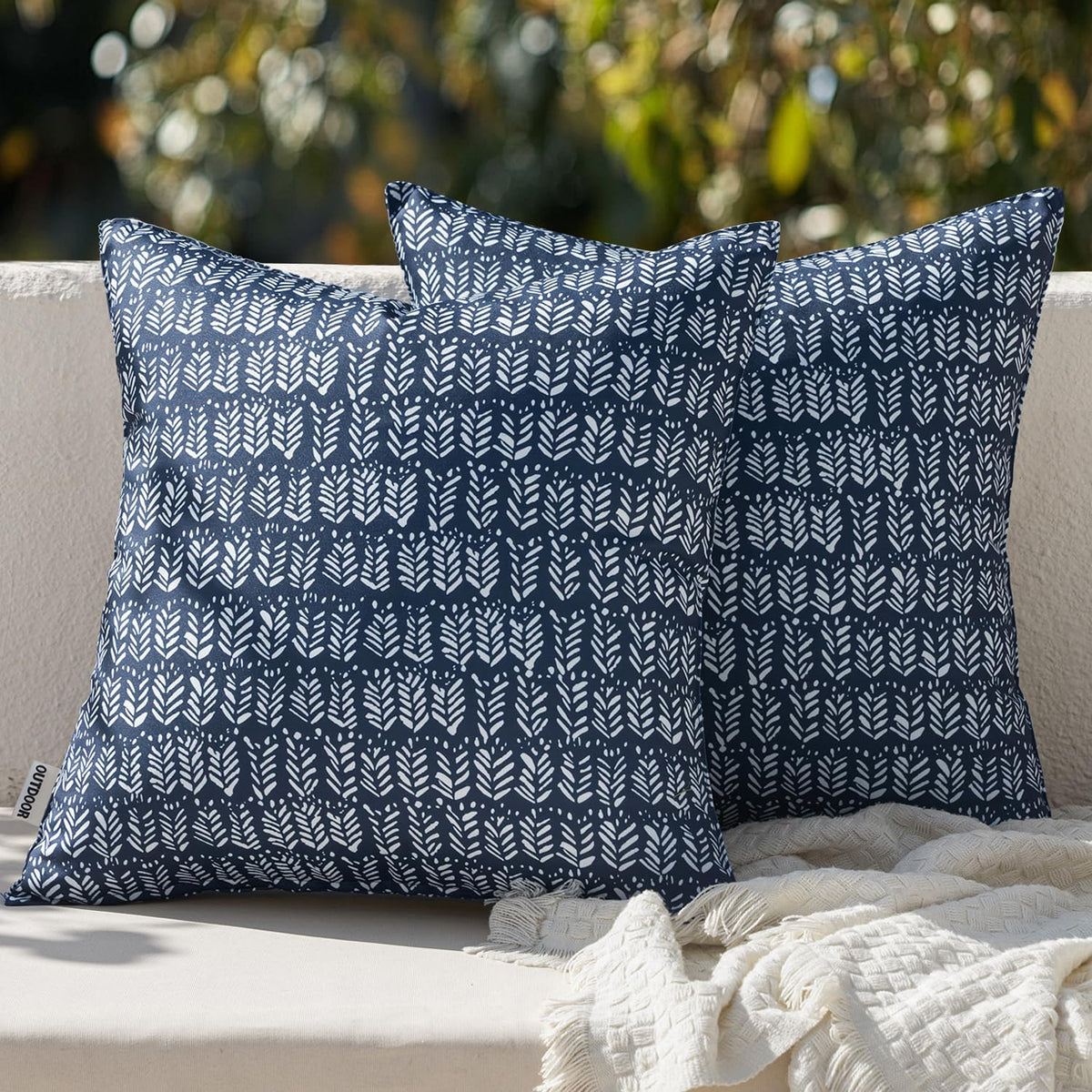 Miulee Outdoor Pillows With Inserts Set Of 2 Patio Waterproof Fade Resistant Fluffy Throw Pillows Decorative Garden Spring Natur