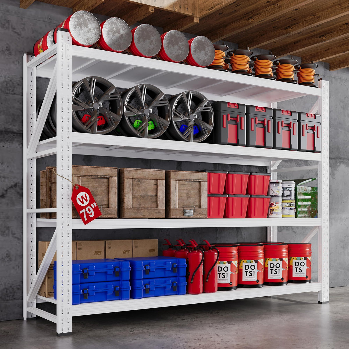 79W Garage Shelving Heavy Duty, 24 Deep Metal Storage Shelves, 6000LBS Storage rack shelf, Steel Tall Industrial Shelving 