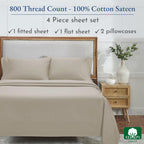 California Design Den Luxury Queen Sheet Set - 800 Thread Count, 100% Cotton Sateen For Queen Size Bed - Bedding Set With Deep Pockets, Cooling & Softer Than Egyptian Cotton Bedsheets (Beige)