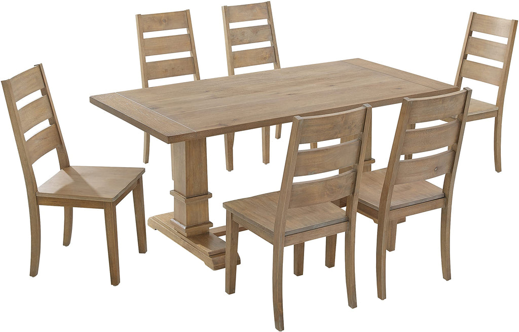Crosley Furniture Joanna 7-Piece Modern Farmhouse Dining Table Set for 6 with Ladderback Chairs, Rustic Brown