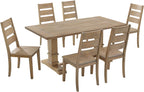 Crosley Furniture Joanna 7-Piece Modern Farmhouse Dining Table Set for 6 with Ladderback Chairs, Rustic Brown