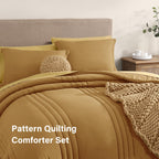 Monbix Queen Comforter Set - 7 Pieces Desert Yellow Bed in a Bag Down Alternative Polyester