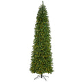 9 Slim Green Mountain Pine Artificial Christmas Tree With 600 Clear Led Lights