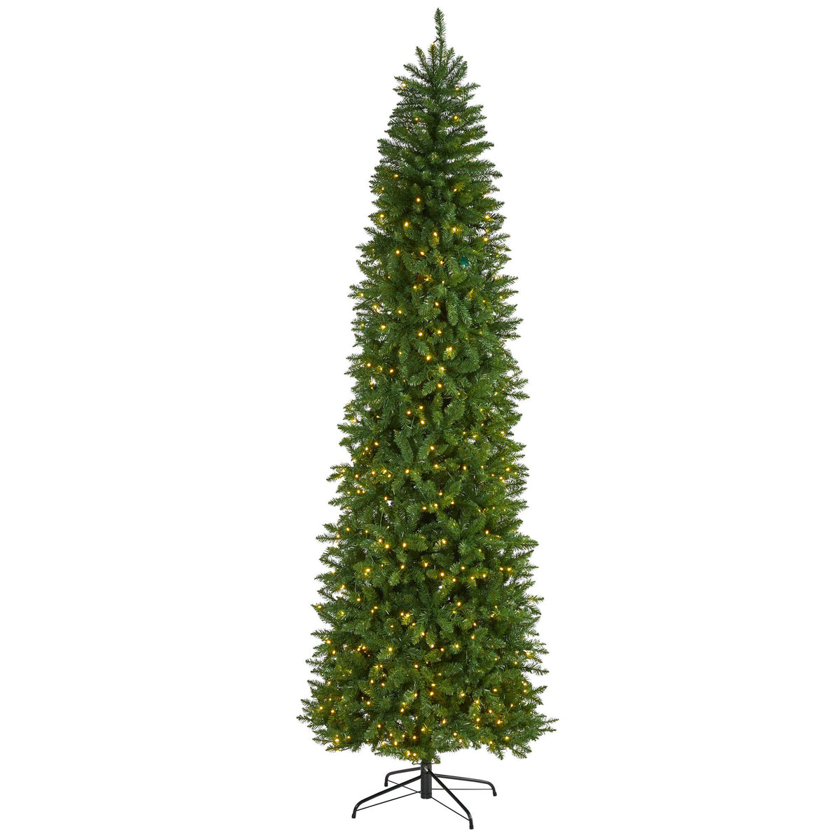 9 Slim Green Mountain Pine Artificial Christmas Tree With 600 Clear Led Lights