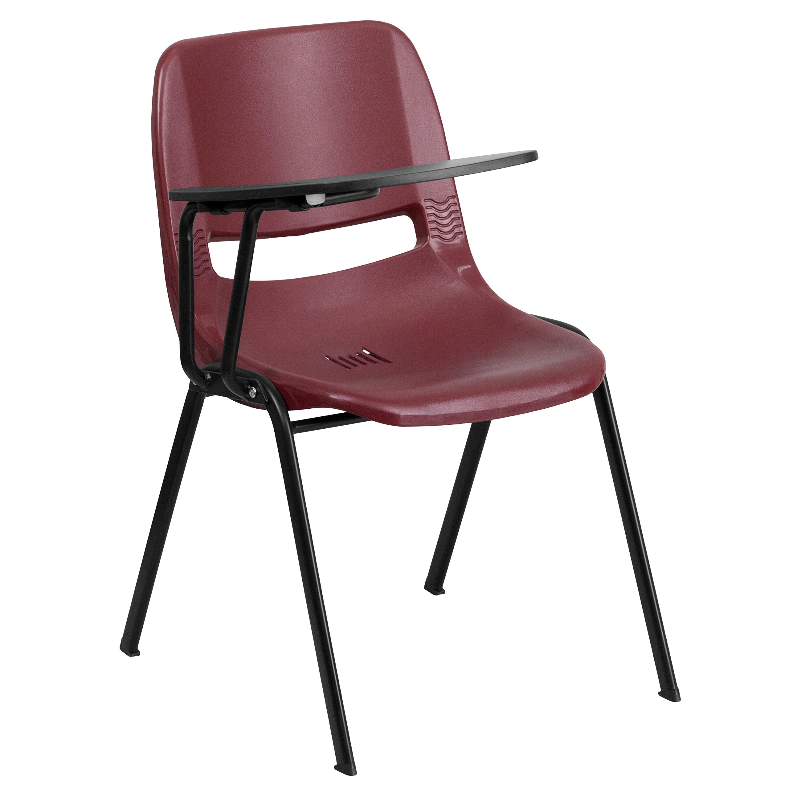 Flash Furniture HERCULES Burgundy Ergonomic Shell Chair with Right Handed Flip-Up Tablet Arm
