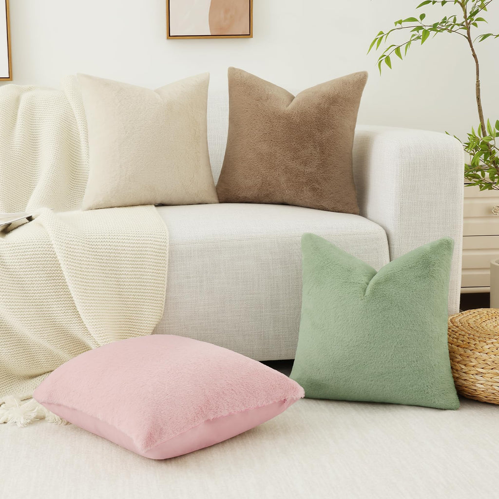Pallene Faux Fur Plush Lumbar Throw Pillow Covers 12X20 Set Of 2 - Luxury Soft Fluffy Cozy Decorative Pillow Covers For Sofa, Co