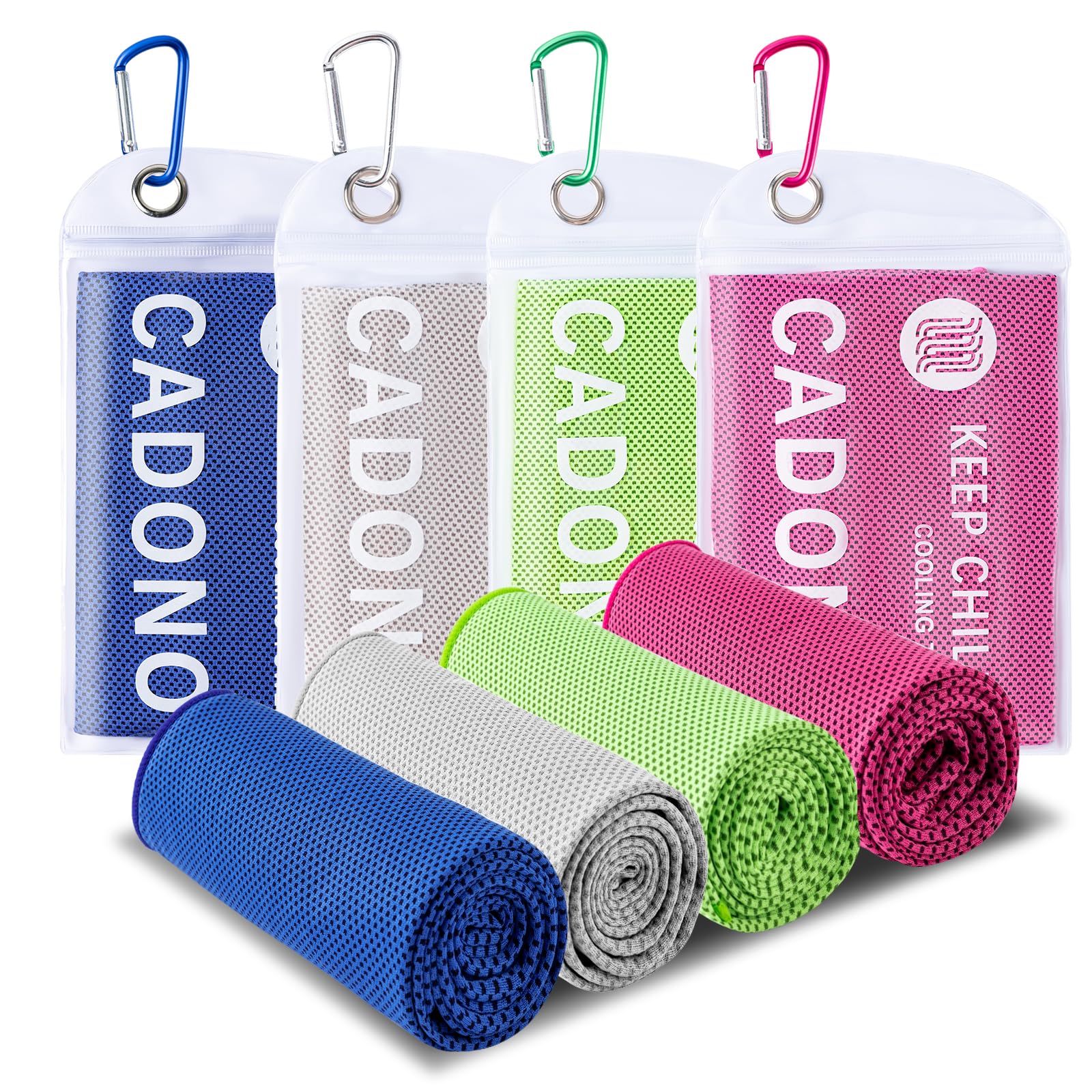 4 Pack Cooling Towel (40x12), Soft Breathable Chilly Towel, Ice Towel, Microfiber Towel for Yoga, Sport, Running, Workout,Gym, C