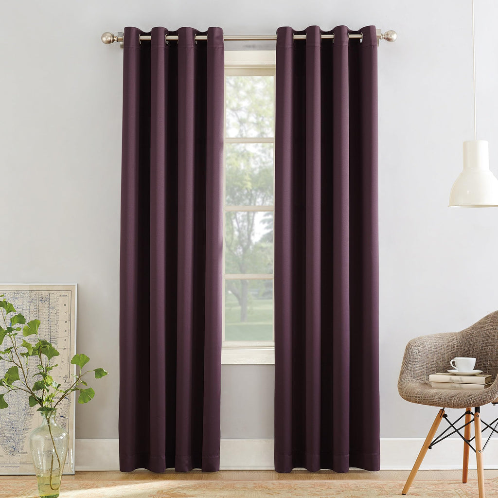 Sun Zero Barrow 2-Pack Energy Saving Grommet Curtain Panel Pair, 54'' x 84, Plum Purple
