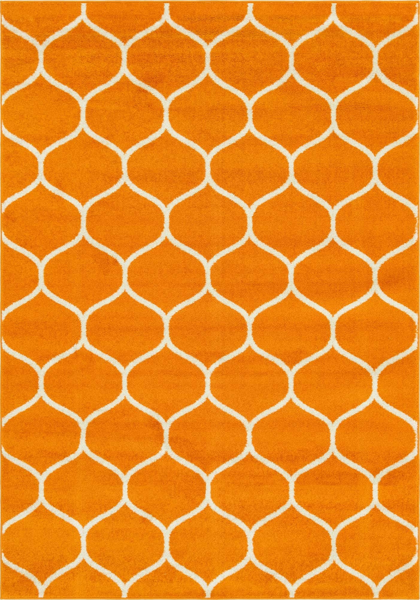 Unique Loom Trellis Frieze Collection Area Rug - Rounded (7 1 x 10, Orange/ Ivory)