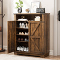 ALLSTAND 6-Tier Shoe Cabinet with Doors, Entryway Shoe Rack Wooden Shoe Storage Cabinet with Adjustable Shelves & Anti-tip Fitti