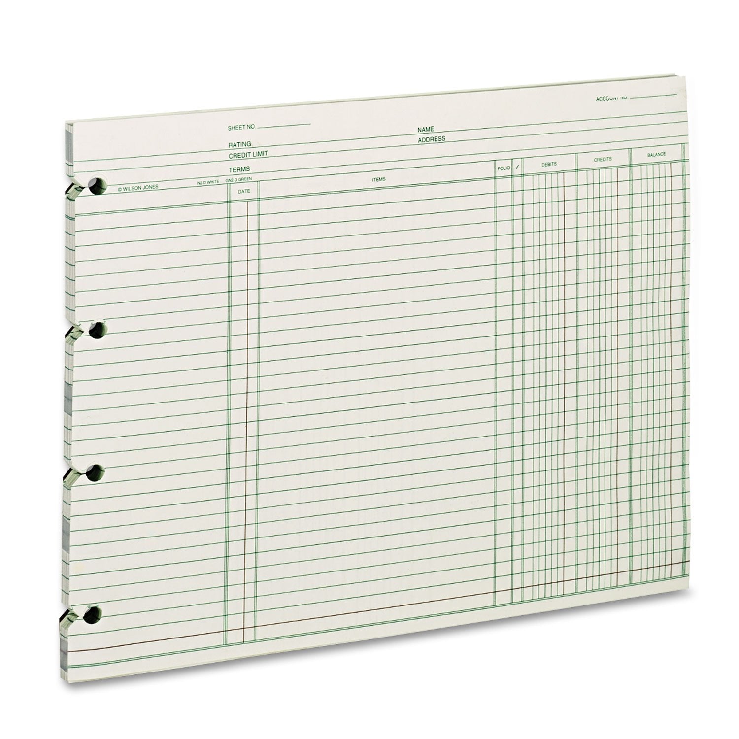 Wilson Jones Gn2D Accounting, 9-1/4 X 11-7/8 (Pack Of 100 Loose Sheets) Green