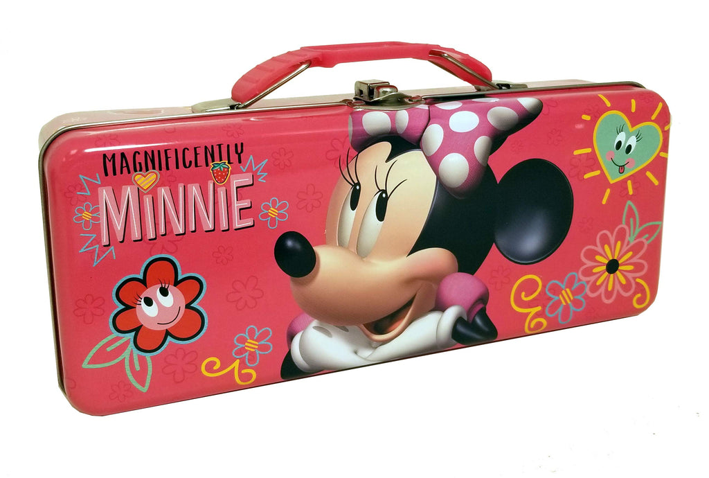 The Tin Box Company Minnie Pencil Box With Handle Tin Carry All Pink