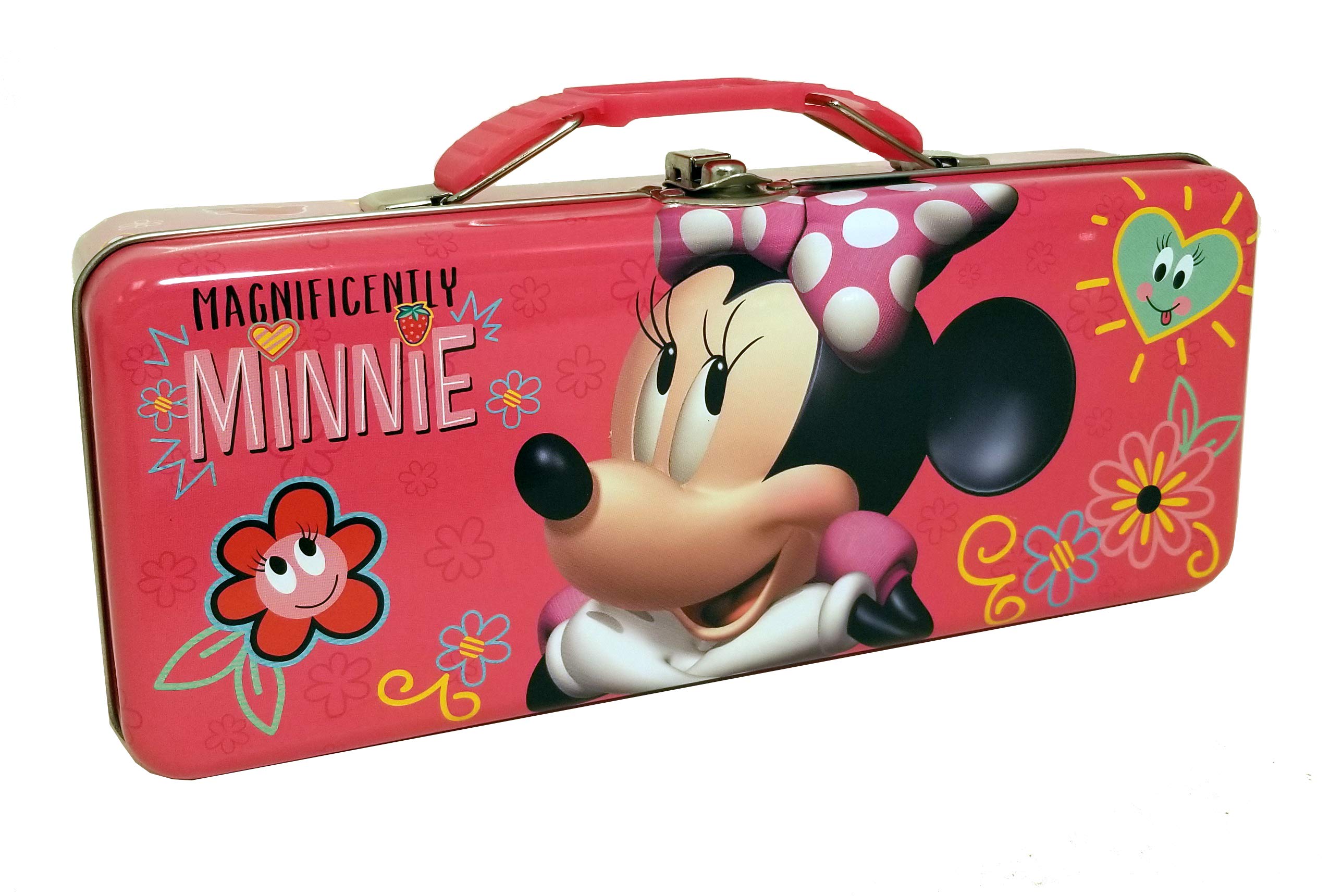 The Tin Box Company Minnie Pencil Box With Handle Tin Carry All Pink