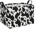 DDBASKET Rectangle Cow Basket Cow Print Storage Basket Cute Canvas Organizer Bin Kids Toy Basket for Bedroom Decor Kids Toys Boo