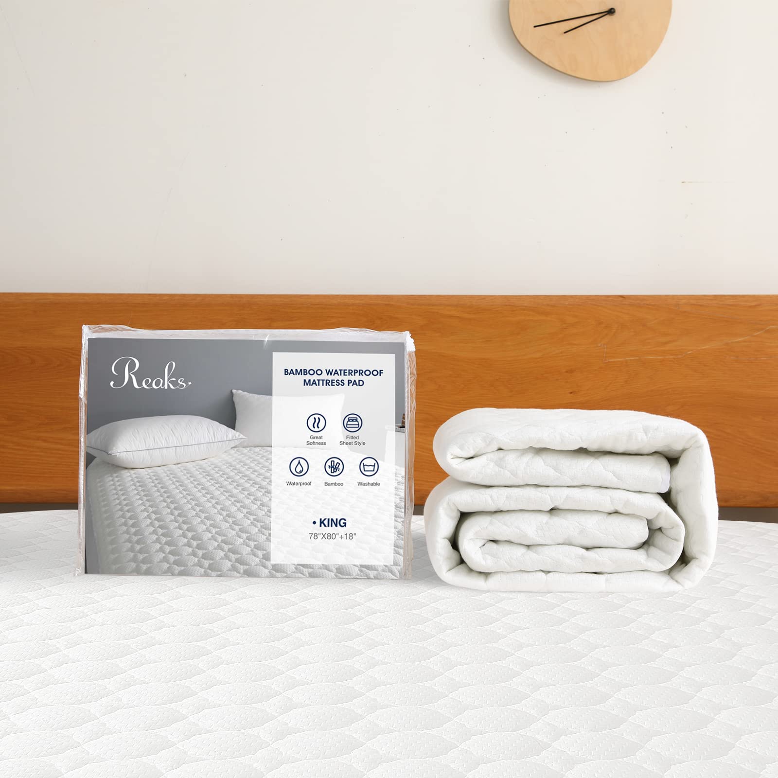 King Size Waterproof Mattress Protector Rayon From Bamboo Fitted Quilted Mattress Pad Cover With Deep Pocket Up To 18'