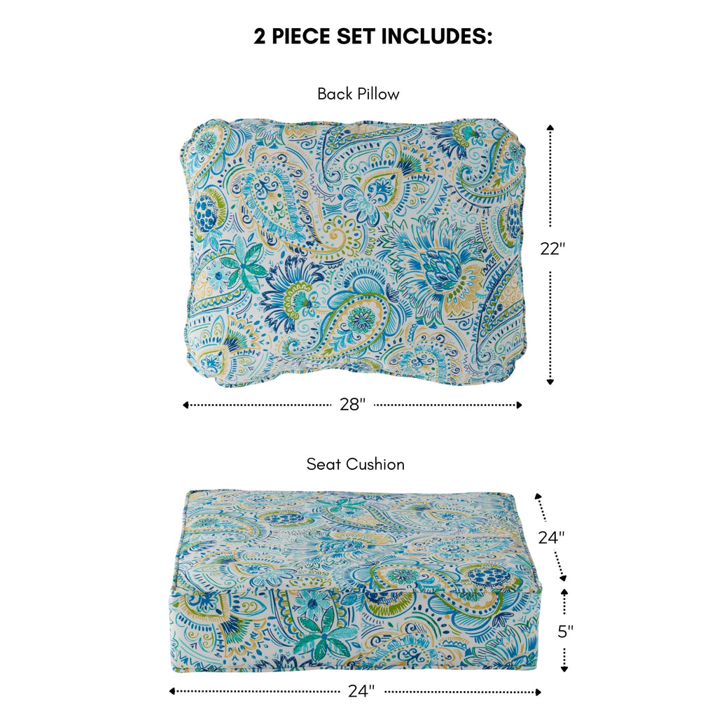 Greendale Home Fashions 2-Piece Outdoor Deep Seat Cushion Set, Paisley