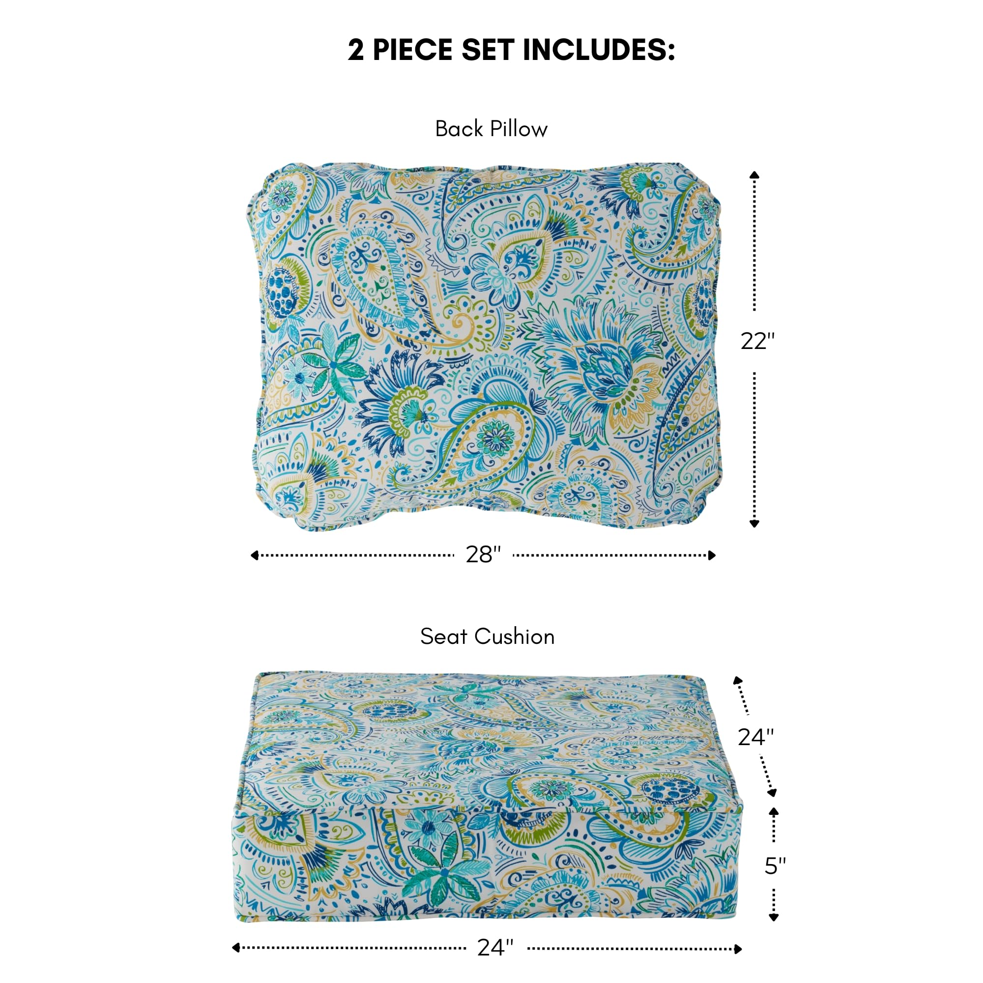 Greendale Home Fashions 2-Piece Outdoor Deep Seat Cushion Set, Paisley