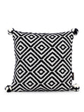 Mezposh Lemon Diamond Embroidered Cotton Acrylic Cushion Cover (16X16) (Navy Blue & Off White)