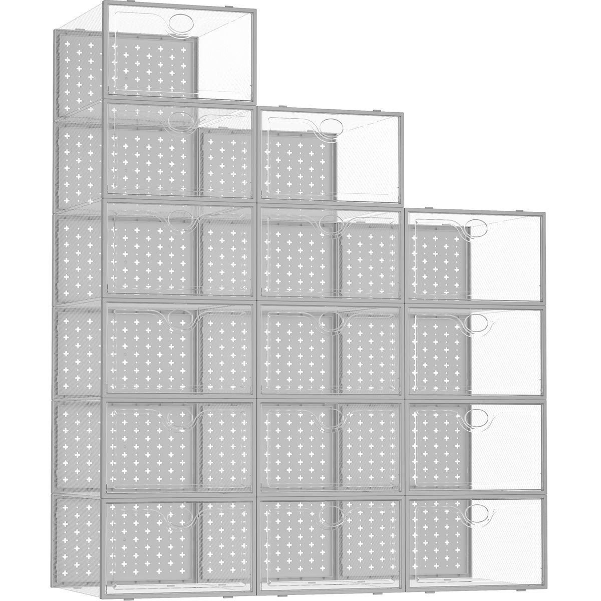 Pinkpum 15 Pack XLarge Shoe Storage Boxes, Shoe Organizer Clear Stackable