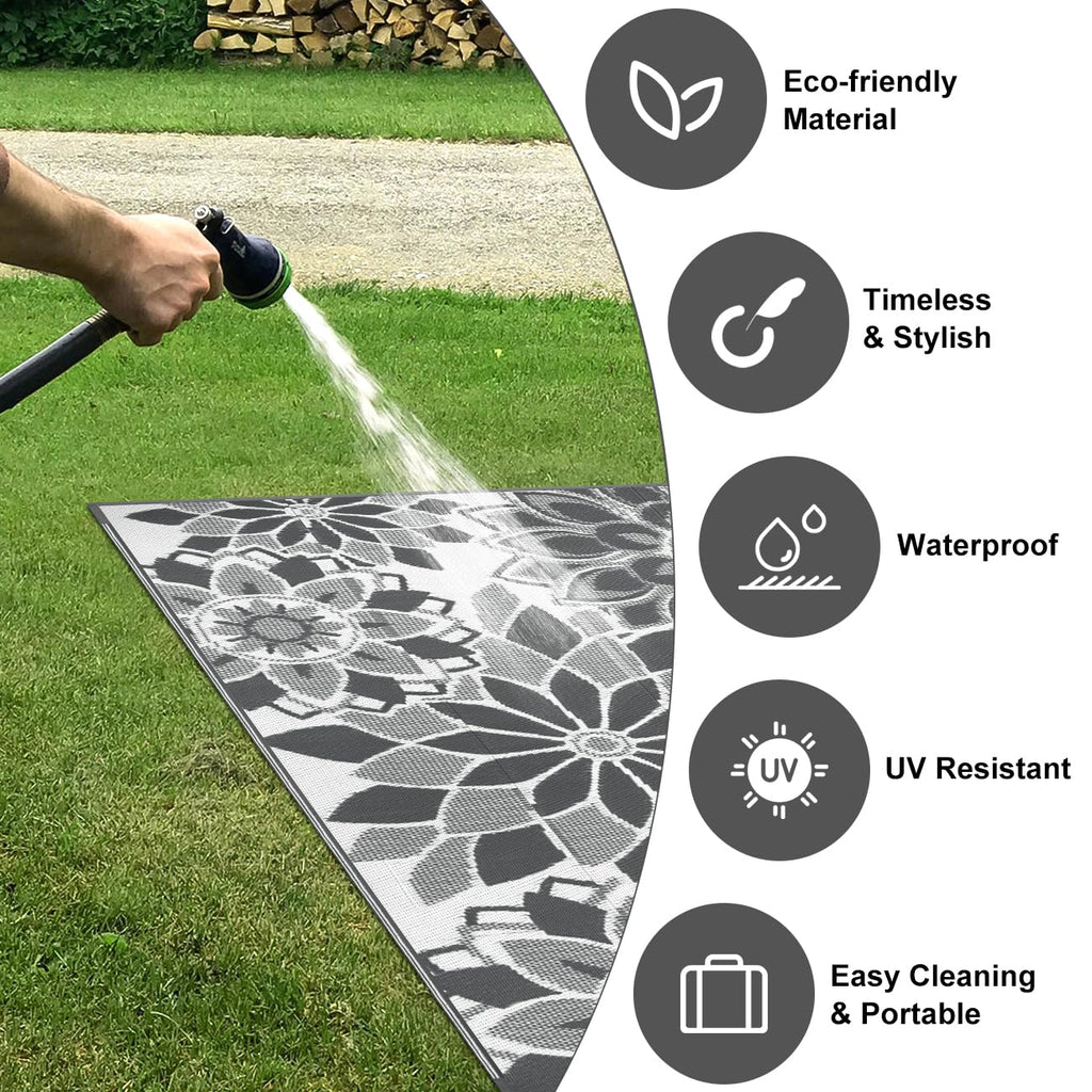 Lokhom Outdoor Rug For Patio, 5'X 8' Reversible Plastic Straw Area Rugs Mat, Waterproof Mat For Camper Indoor Outdoor Carpet For