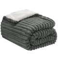 Infiixso Sherpa Throw Blanket For Couch - Super Soft & Warm Striped Fleece Blanket, Cozy Plush Fluffy Blanket All Season Use (Gr