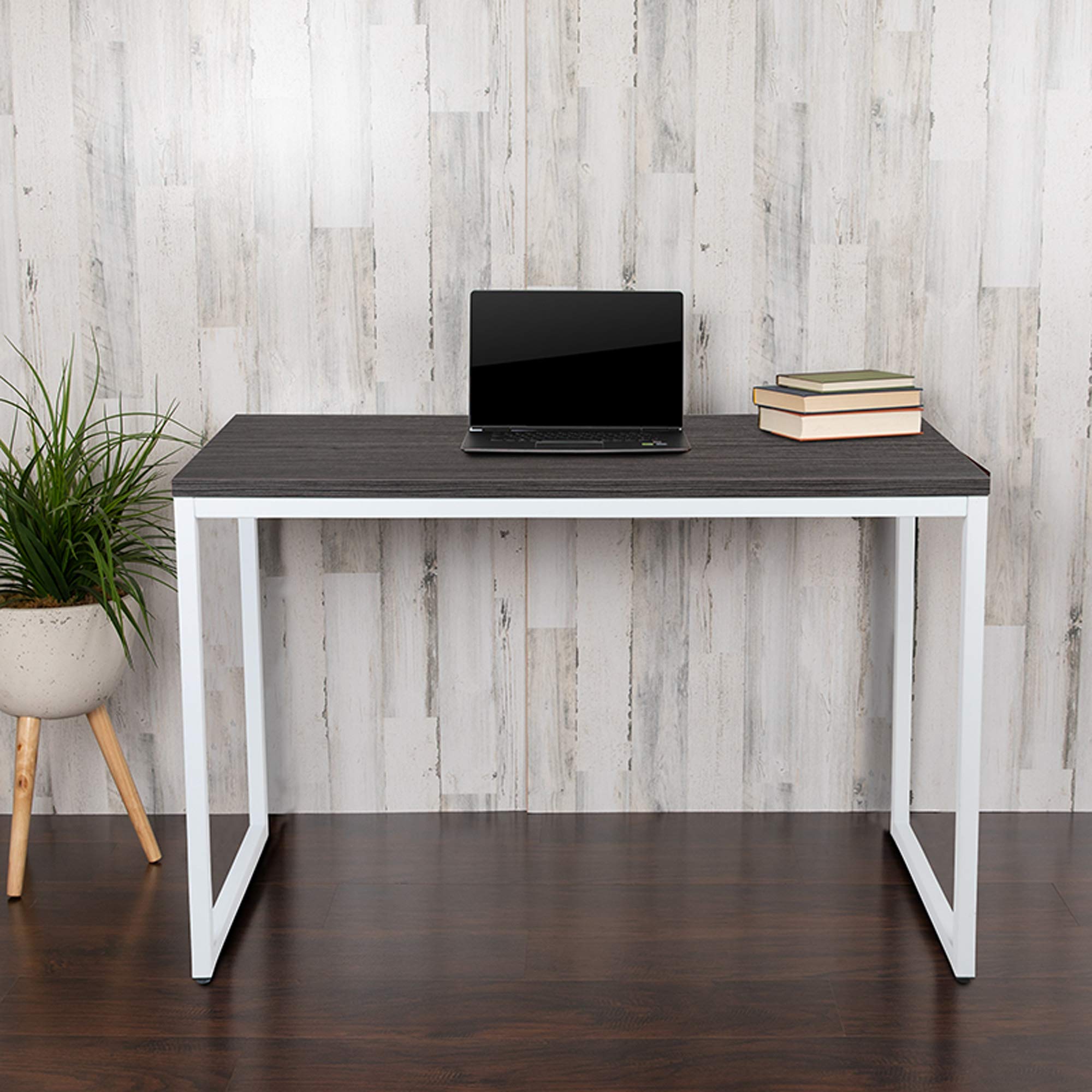 Flash Furniture Kimberly Tiverton Industrial Modern Desk-Rustic Gray/White Commercial Grade Computer Desk-47&quot; Sturdy Home Office Desk-Writing Desk