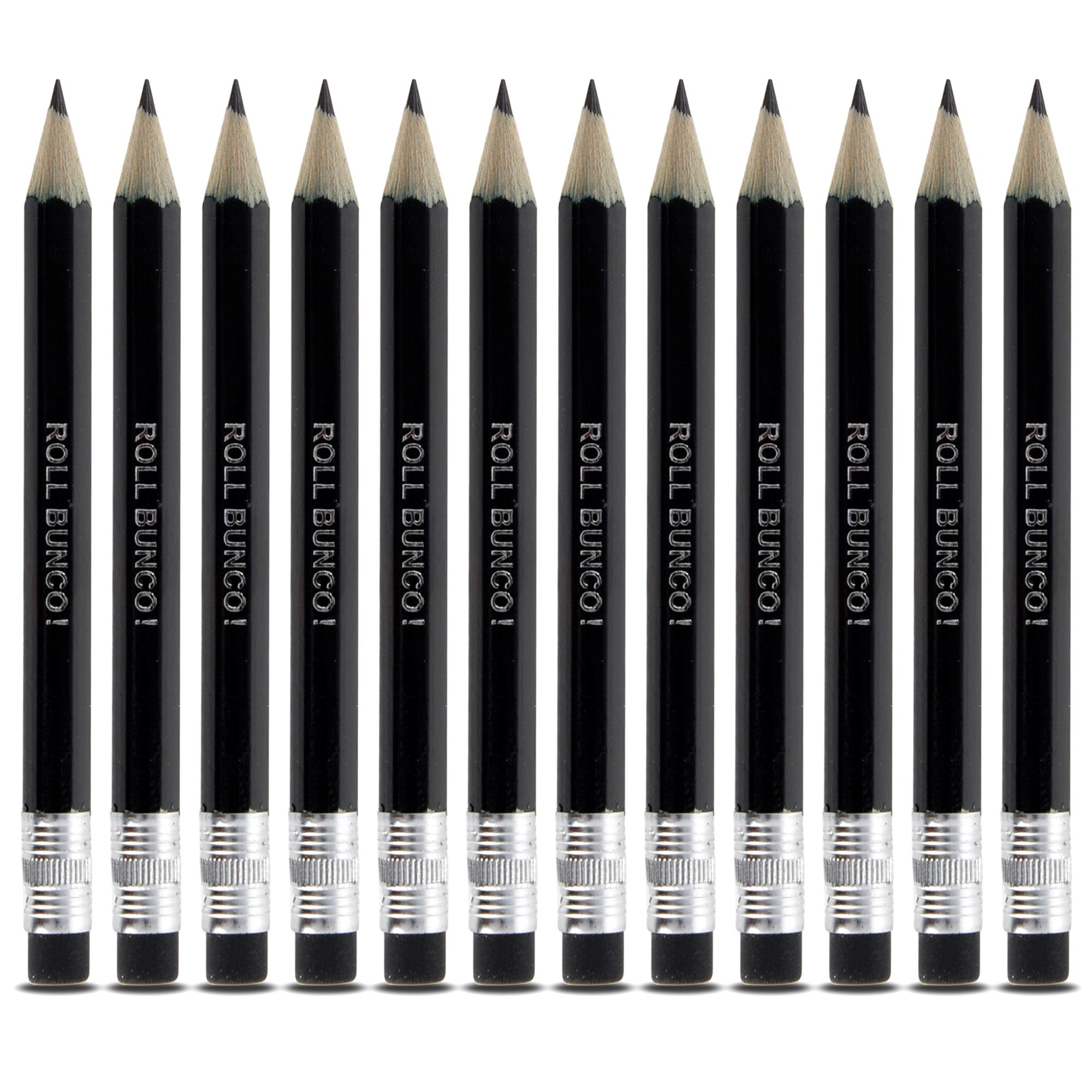 1 Dozen Bunco Pencils - Golf Size With Erasers ' Roll Bunco!' Black Pencils With Erasers - Set Of 12 Cute Pencils For Bunco Pa