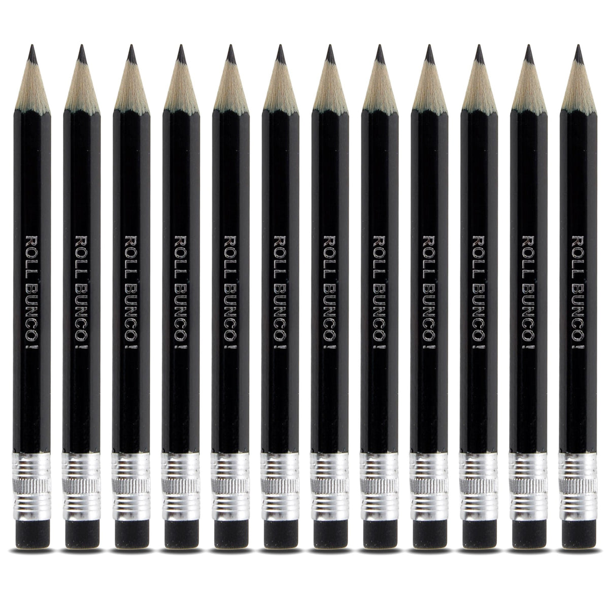 1 Dozen Bunco Pencils - Golf Size With Erasers ' Roll Bunco!' Black Pencils With Erasers - Set Of 12 Cute Pencils For Bunco Pa
