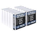 Samsill Durable 1.5 Inch Binder, Made In The Usa, Round Ring Customizable Clear View Binder, White, 12 Pack (Mp128457)