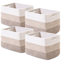 ICERZCZ Storage Baskets for Shelves, Small Storage Baskets for Organizing, Woven Cotton Rope Baskets for Storage, Book Basket, D
