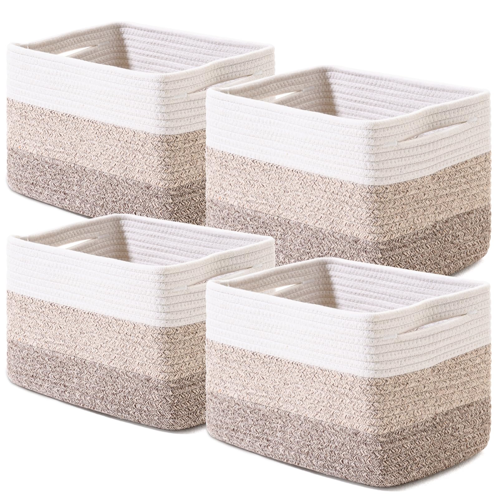 ICERZCZ Storage Baskets for Shelves, Small Storage Baskets for Organizing, Woven Cotton Rope Baskets for Storage, Book Basket, D