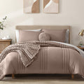 Monbix Queen Comforter Set - 7 Pieces Zephyr Bed In A Bag Queen Bedding Sets With Comforters, All Seasons Down Alternative Comfo