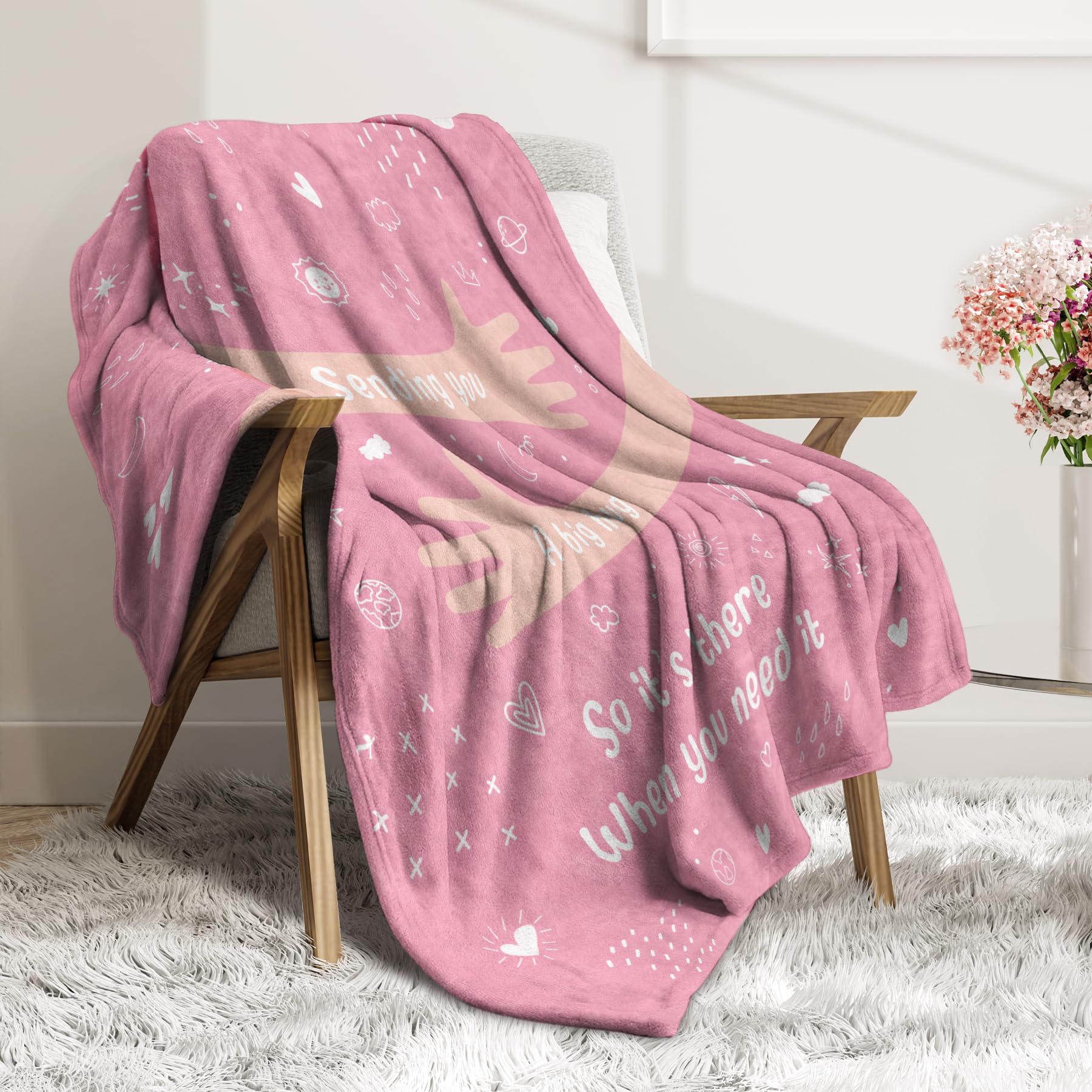 Get Well Gifts For Women, Hug/Healing Blanket With Letter Print, Thinking Of You/Sympathy/After Surgery Gifts For Friends, Siste
