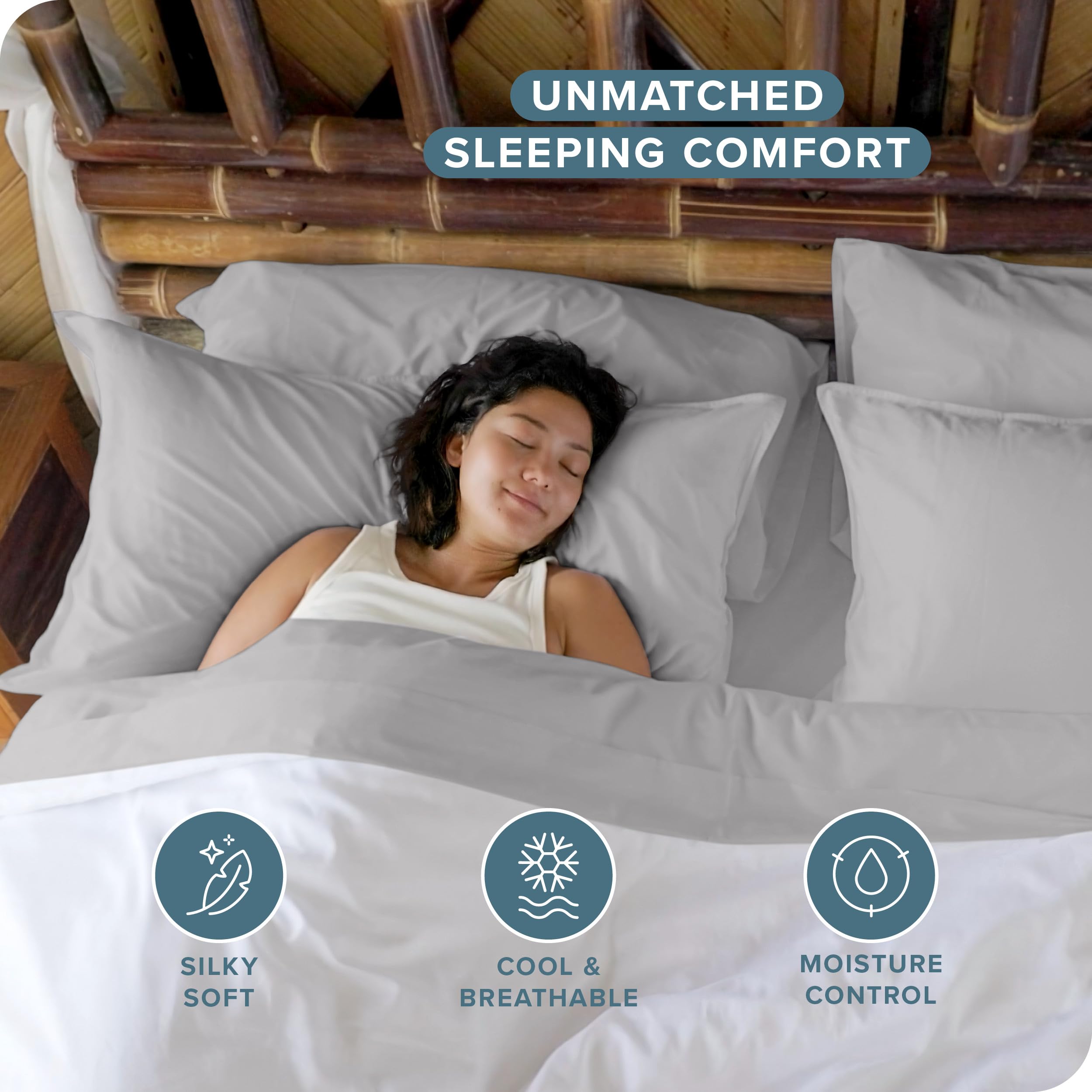 Bare Home 100% Rayon Made From Bamboo Luxury King Sheet Set - 4 Piece Bedding Set - Deep Pockets - Cooling Sheets - Breathable -