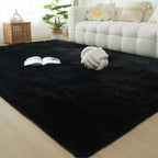 Area Rugs 9x12 Living Room: Black Shag Rug 9x12 Area Rugs - Large Plush Fluffy Carpet(Black, 9x12 Feet)