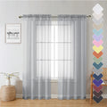 Lecloud Living Room Light Grey Sheer Curtains 72 Inch Long 2 Panels, Lightweight Solid Voile Silver Gray Curtain For Bedroom, So