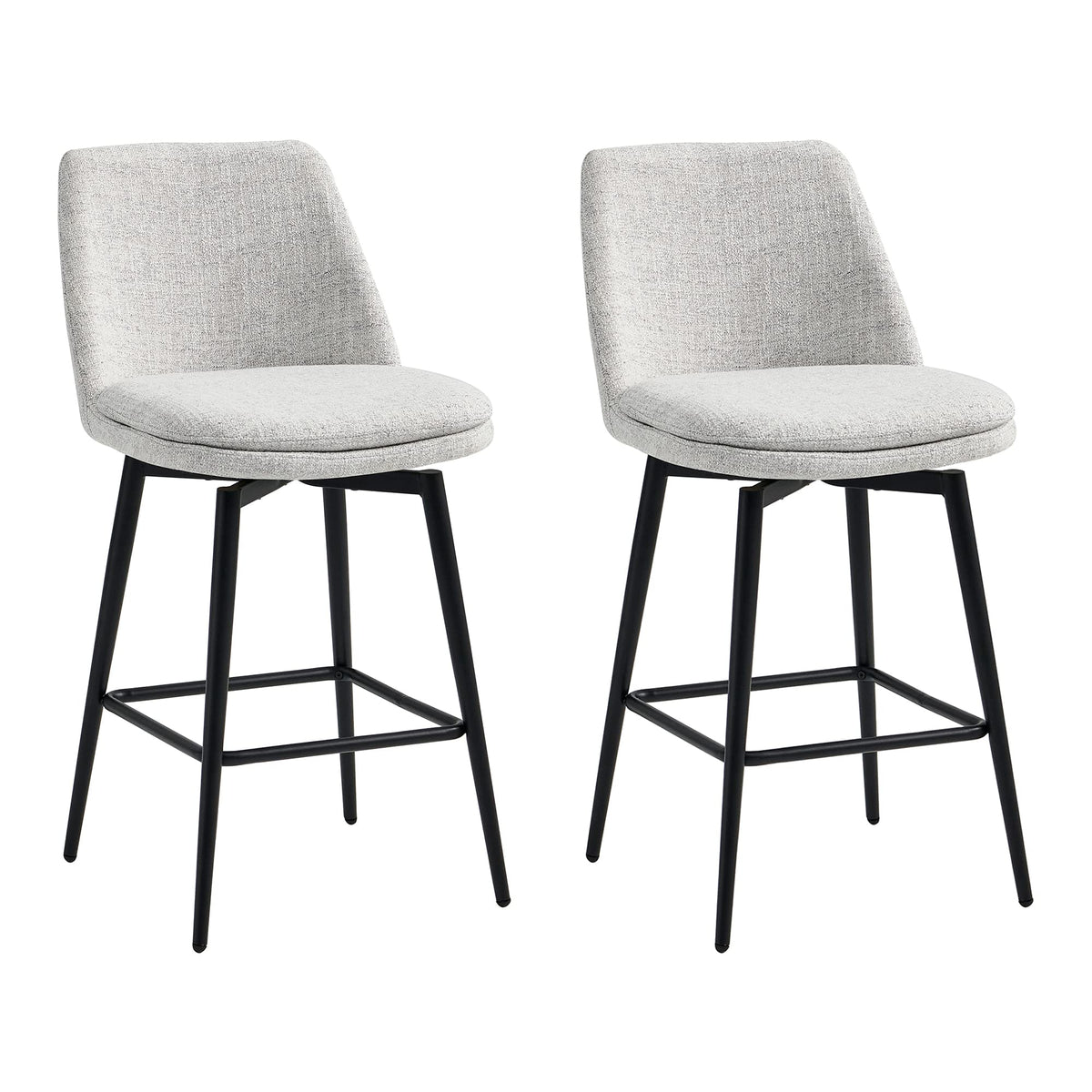 Chita Counter Height Swivel Barstools, Fsc Certified Upholstered Fabric Bar Stools Set Of 2, Metal Base, 27.2' Seat Height, White (Multi-Colored)