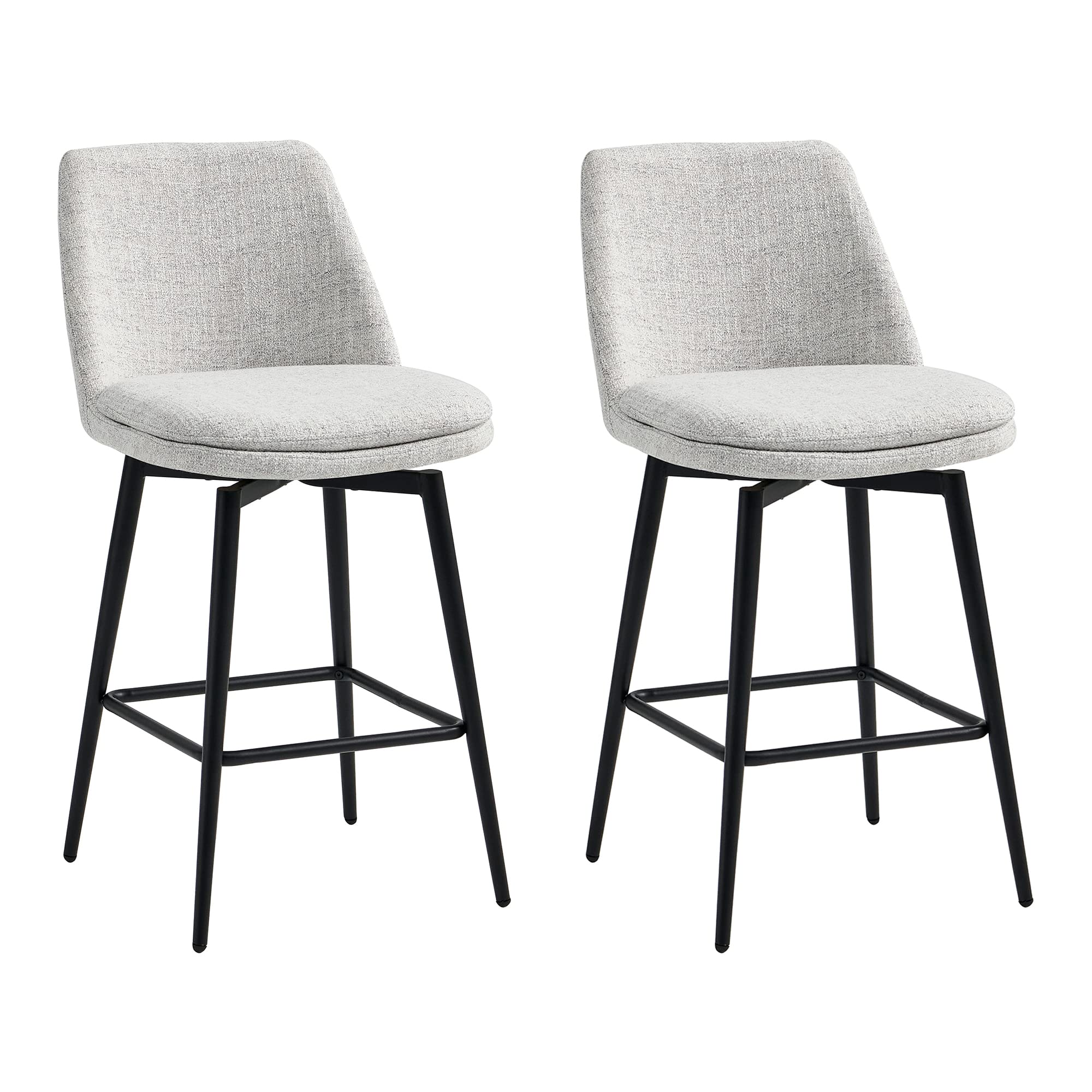 Chita Counter Height Swivel Barstools, Fsc Certified Upholstered Fabric Bar Stools Set Of 2, Metal Base, 27.2' Seat Height, White (Multi-Colored)