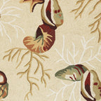 HomeRoots Polyester 2'x3' Beige Hand Hooked Sea Shells Indoor Accent Rug
